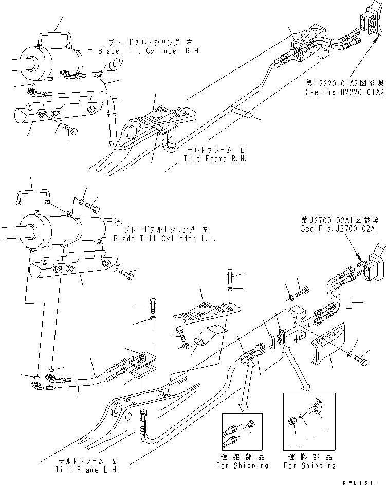 Схема запчастей Komatsu D475A-3 - ГИДРОЛИНИЯ (ПЕРЕКОС. ОТВАЛА ЛИНИЯ) (ДЛЯ ОТВАЛА С ДВОЙН. ПЕРЕКОСОМ) РАБОЧЕЕ ОБОРУДОВАНИЕ