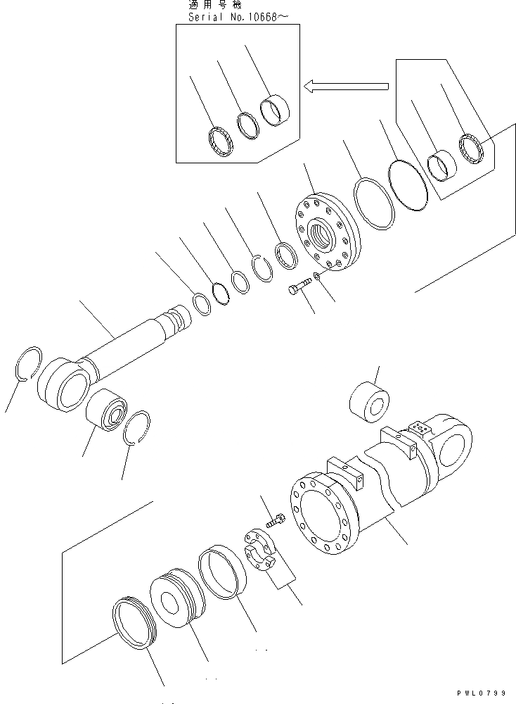 Схема запчастей Komatsu D475A-3 - ЦИЛИНДР ПЕРЕКОСА ОТВАЛА (SUPER DOZER) ОСНОВН. КОМПОНЕНТЫ И РЕМКОМПЛЕКТЫ