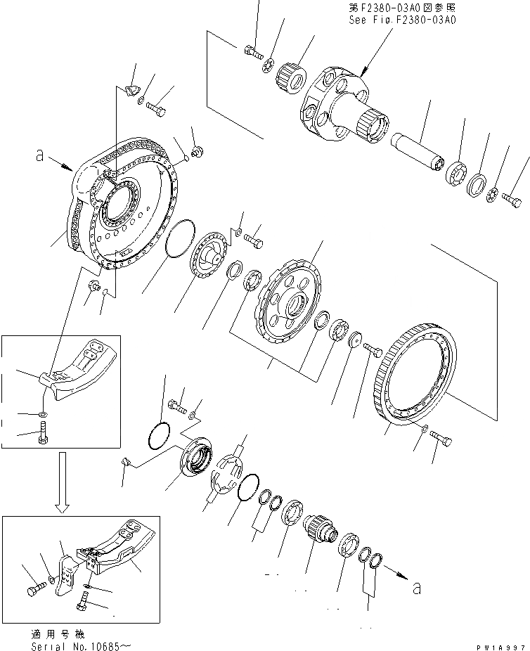Схема запчастей Komatsu D475A-3-SC - КОНЕЧНАЯ ПЕРЕДАЧА¤ ЛЕВ. (/) СИЛОВАЯ ПЕРЕДАЧА И КОНЕЧНАЯ ПЕРЕДАЧА