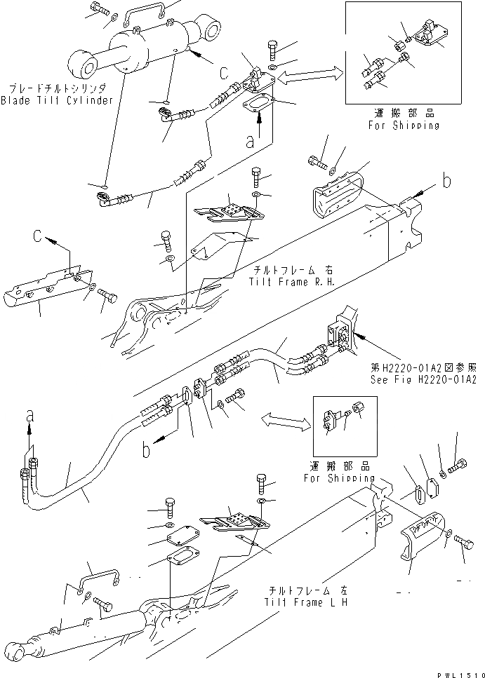 Схема запчастей Komatsu D475A-3-SC - ГИДРОЛИНИЯ (ПЕРЕКОС. ОТВАЛА ЛИНИЯ) РАБОЧЕЕ ОБОРУДОВАНИЕ