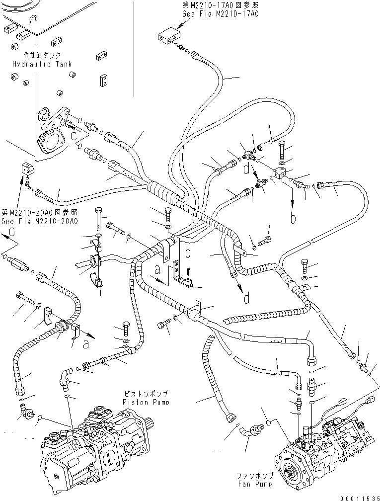 Схема запчастей Komatsu D475A-5 - P.P.C. ДРЕНАЖН. ТРУБЫ ГИДРАВЛИКА