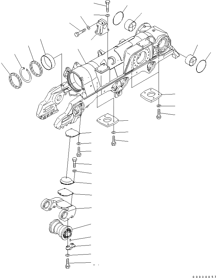 Схема запчастей Komatsu D475A-5 - ГУСЕНИЧНАЯ РАМА (ЛЕВ.) (ДЛЯ ПОЛН. ЗАЩИТА КАТКОВ) ХОДОВАЯ