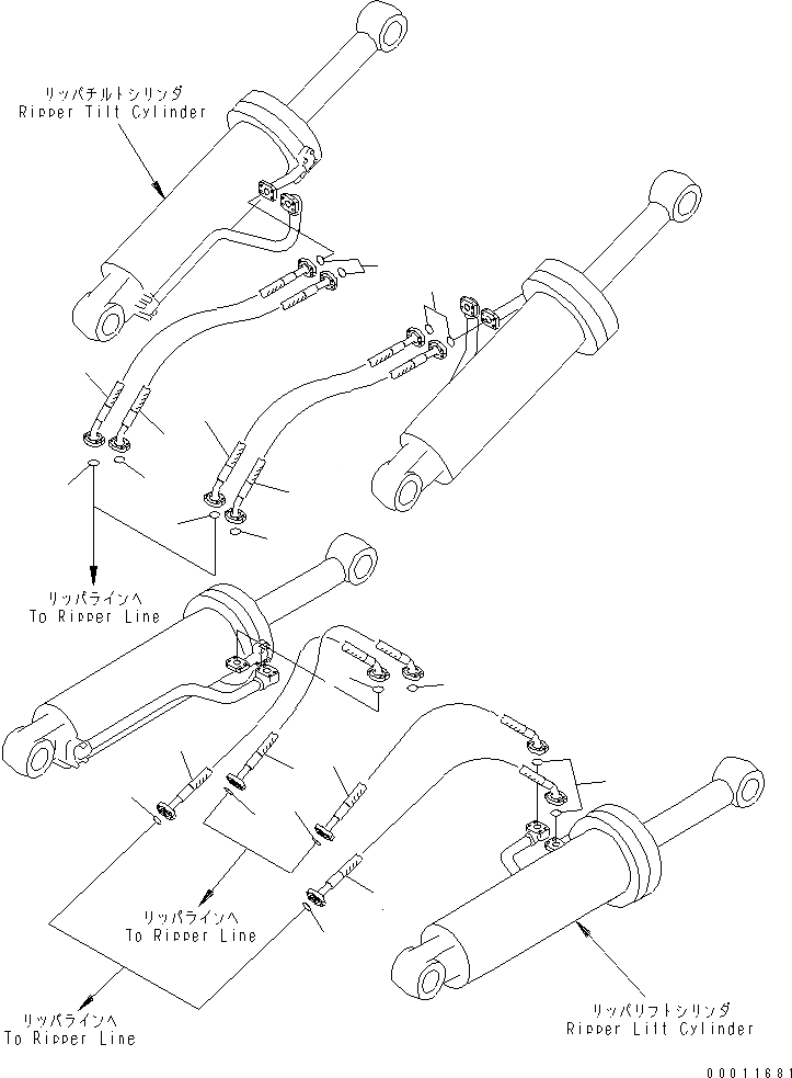 Схема запчастей Komatsu D475A-5 - ЦИЛИНДР РЫХЛИТЕЛЯ ТРУБЫ (МОРОЗОУСТОЙЧИВ. СПЕЦ-Я) РАБОЧЕЕ ОБОРУДОВАНИЕ