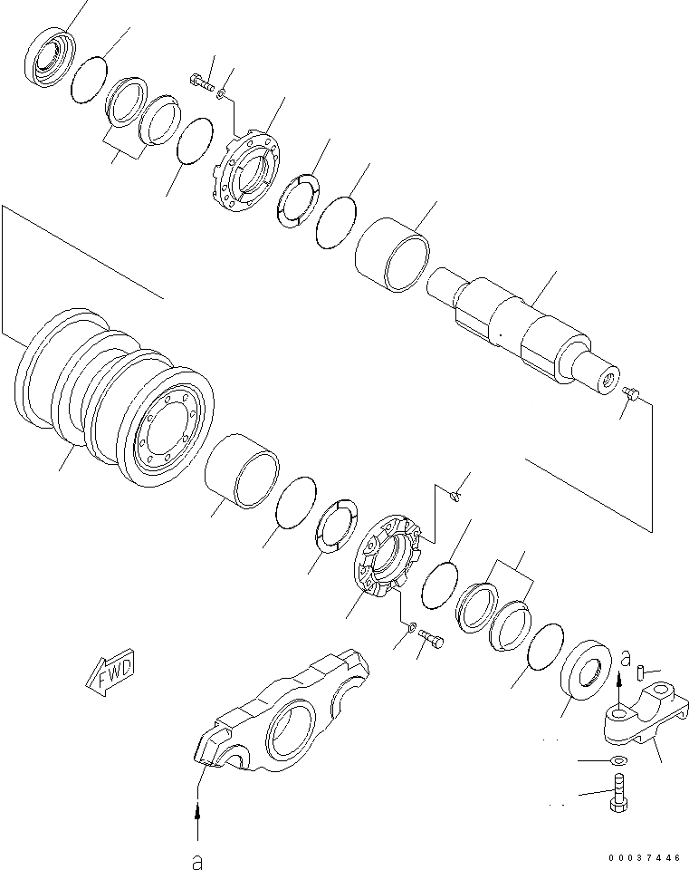 Схема запчастей Komatsu D475A-5 - ОПОРНЫЙ КАТОК (DOBLE) (ЛЕВ.) (ДЛЯ 8 ОПОРНЫЙ КАТОК)(№88-) ХОДОВАЯ
