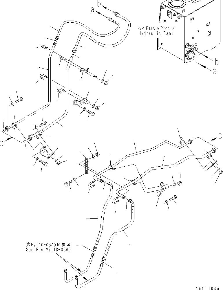 Схема запчастей Komatsu D475A-5 - ГИДР. НАСОС. ВОЗВРАТ. ЛИНИЯ ГИДРАВЛИКА