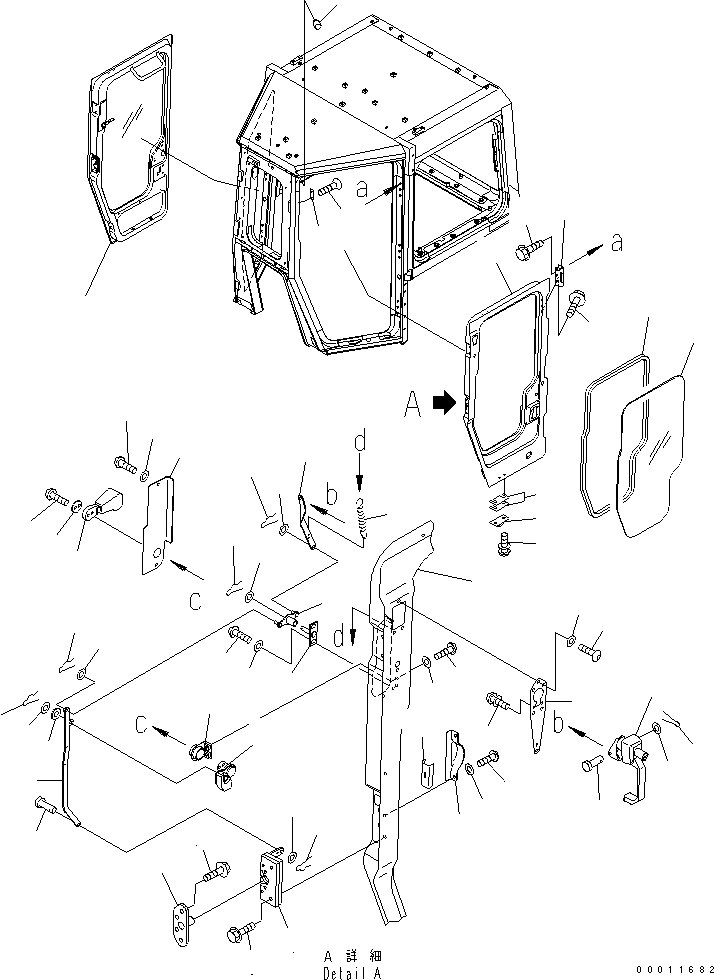Схема запчастей Komatsu D475A-5 - КАБИНА (ДВЕРЬ И ЗАМОК) (/) КАБИНА ОПЕРАТОРА И СИСТЕМА УПРАВЛЕНИЯ