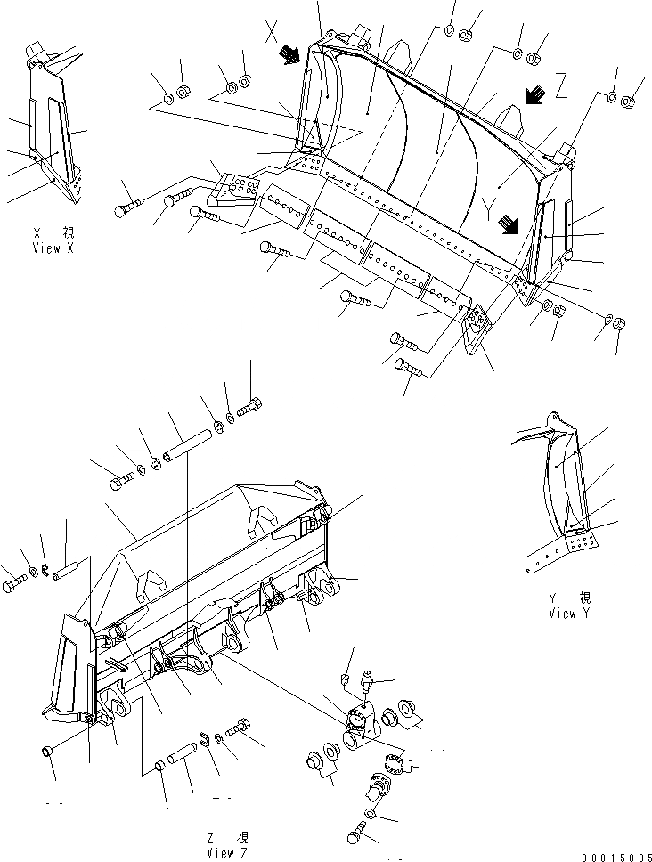 Схема запчастей Komatsu D475A-5 - ПОЛУСФЕРИЧ. ОТВАЛ (УСИЛ.) (/) РАБОЧЕЕ ОБОРУДОВАНИЕ