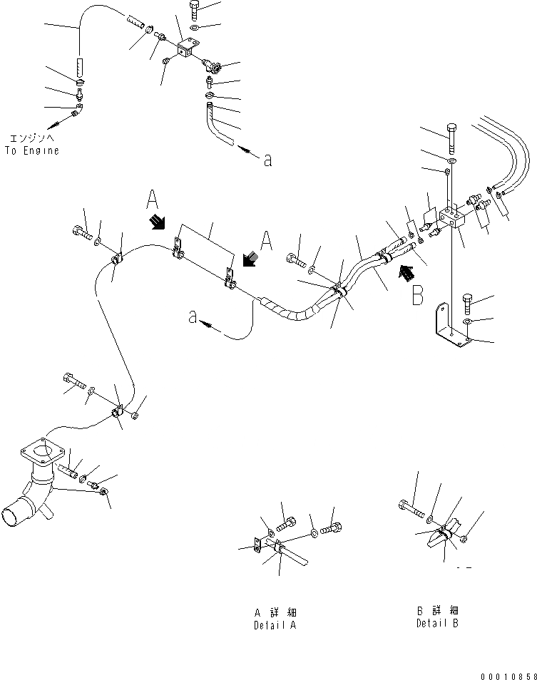 Схема запчастей Komatsu D475A-5A - ГИДР. ПРОВОД. ОБОГРЕВАТЕЛЯ КОМПОНЕНТЫ ДВИГАТЕЛЯ