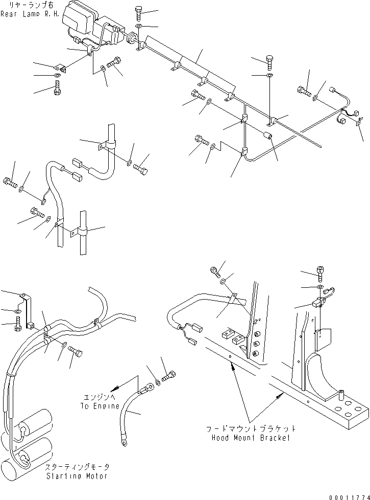 Схема запчастей Komatsu D475A-5A - КРЫЛО ПРОВОДКА (ПОЛ КРЕПЛЕНИЕ) ЭЛЕКТРИКА