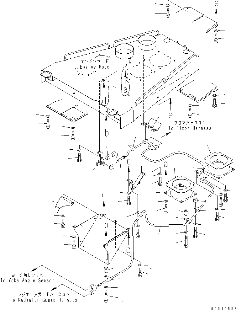 Схема запчастей Komatsu D475A-5A - КАПОТ (/)(№-) ЧАСТИ КОРПУСА