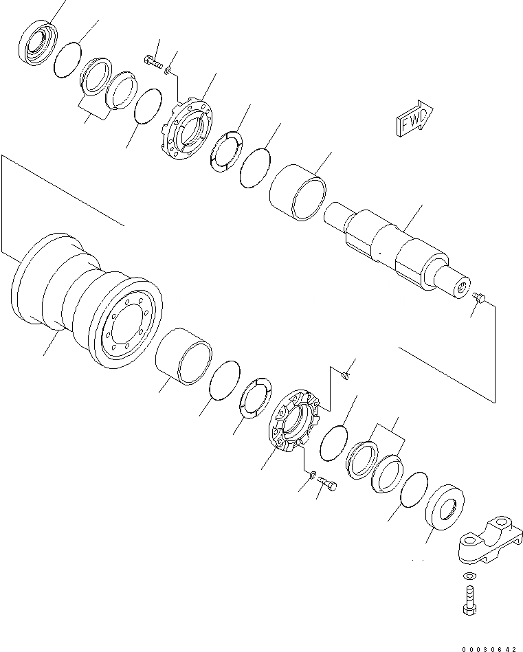 Схема запчастей Komatsu D475A-5A - ОПОРНЫЙ КАТОК (ОДИНОЧН.) (ПРАВ.) ХОДОВАЯ