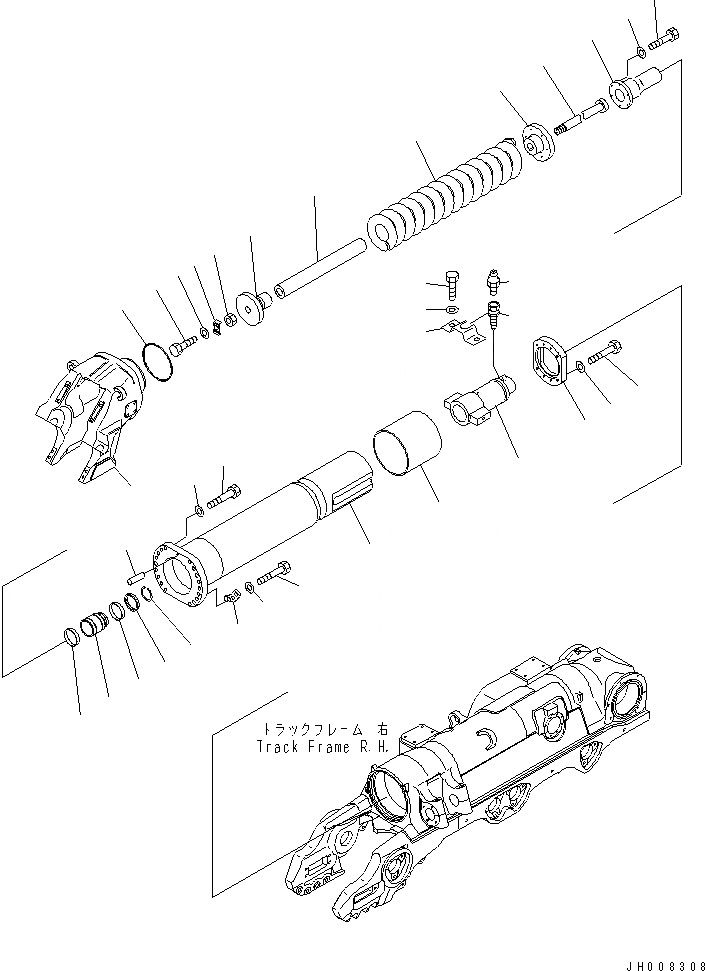 Схема запчастей Komatsu D475A-5A - ГУСЕНИЧНАЯ РАМА (ПРУЖИНА) (ПРАВ.) (ДЛЯ ДВОЙН. НАКЛОН. PICH DOZER)(№8-) ХОДОВАЯ