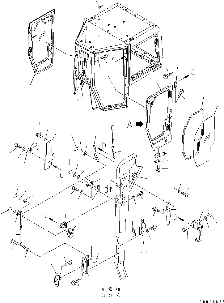 Схема запчастей Komatsu D475A-5E0 - КАБИНА (ДВЕРЬ И ЗАМОК) (/) (ДЛЯ ДВОЙН. ДВОРНИКИ) КАБИНА ОПЕРАТОРА И СИСТЕМА УПРАВЛЕНИЯ