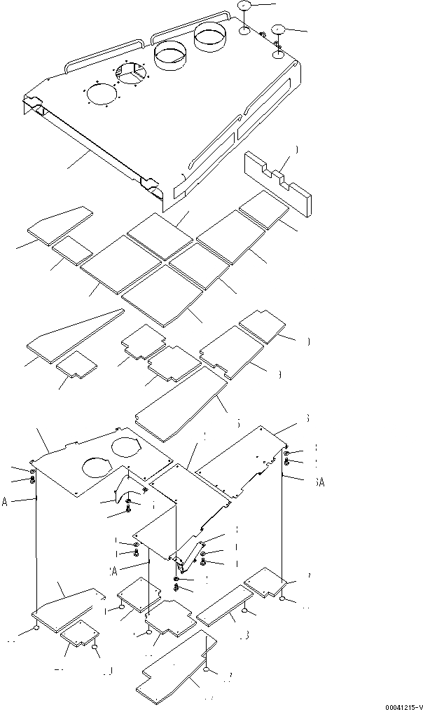Схема запчастей Komatsu D475A-5E0 - КАПОТ (/) ЧАСТИ КОРПУСА
