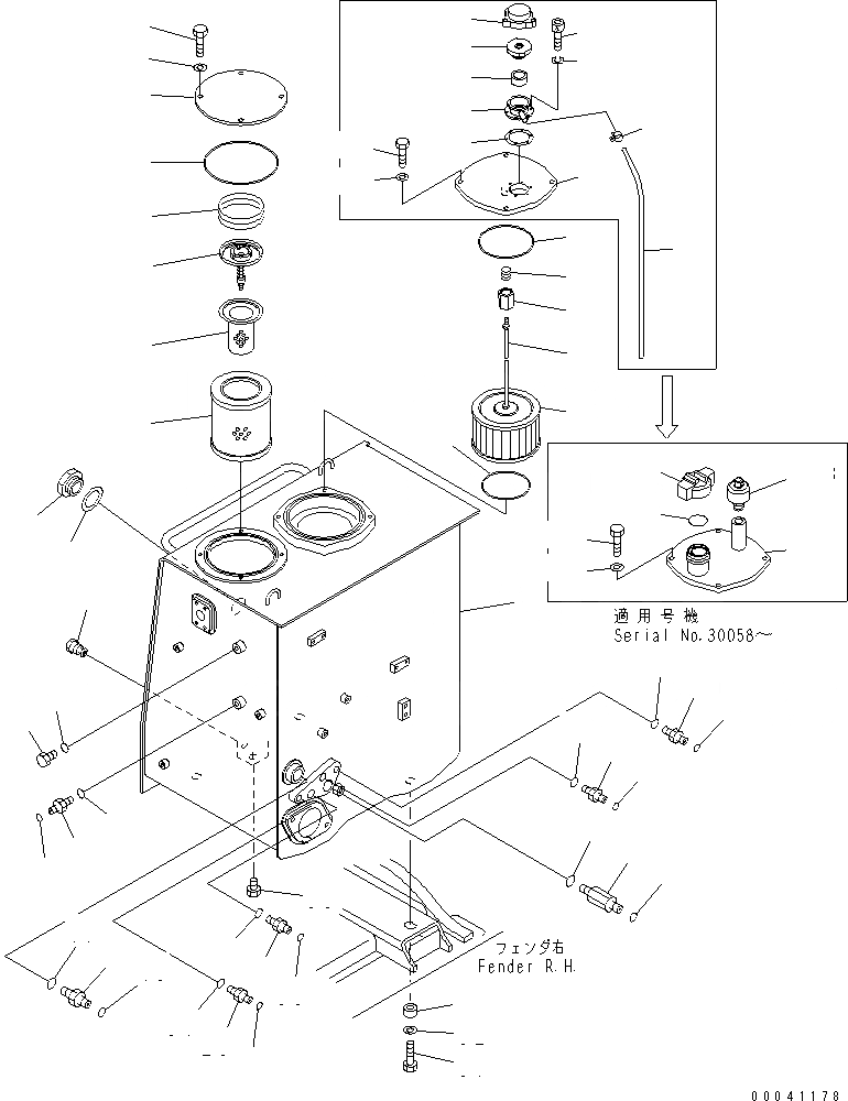 Схема запчастей Komatsu D475A-5E0 - КРЫЛО (ГИДР. БАК.) ЧАСТИ КОРПУСА