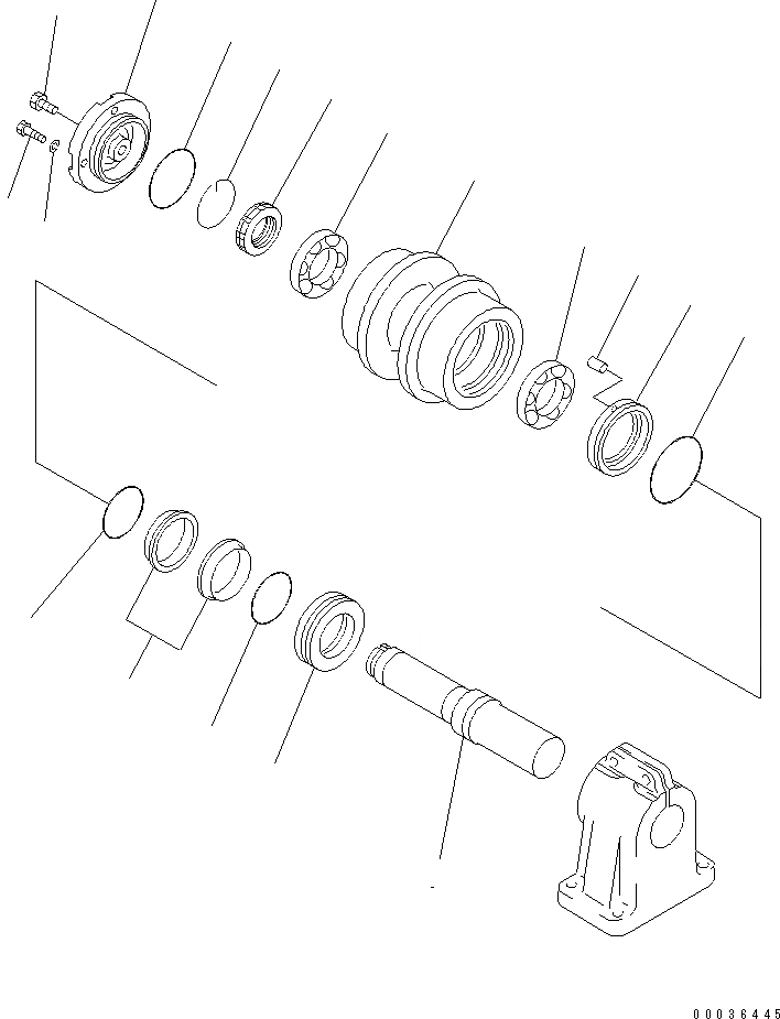 Схема запчастей Komatsu D475A-5E0 - ГУСЕНИЧНАЯ РАМА (ПОДДЕРЖИВАЮЩИЙ КАТОК) (ЛЕВ.) ХОДОВАЯ