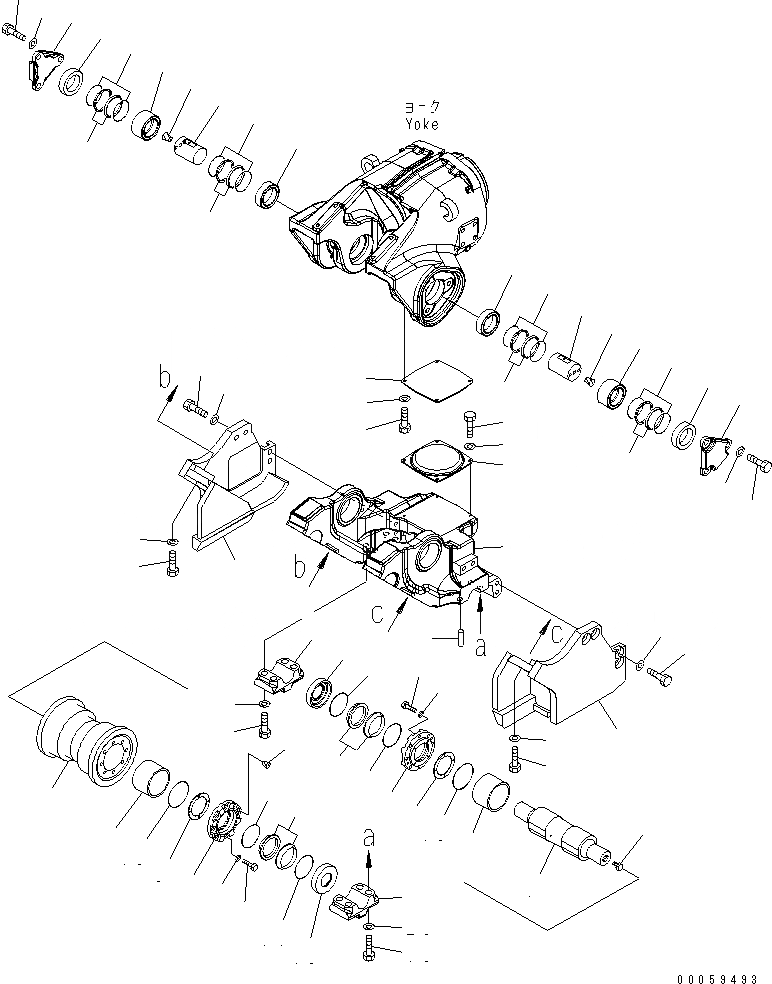 Схема запчастей Komatsu D475A-5E0 - ГУСЕНИЧНАЯ РАМА (ПЕРЕДН. ТЕЛЕЖКА И ОПОРНЫЙ КАТОК) (ОДИНОЧН.) (ЛЕВ.) (ПОЛН. ЗАЩИТА КАТКОВ)(№-) ХОДОВАЯ