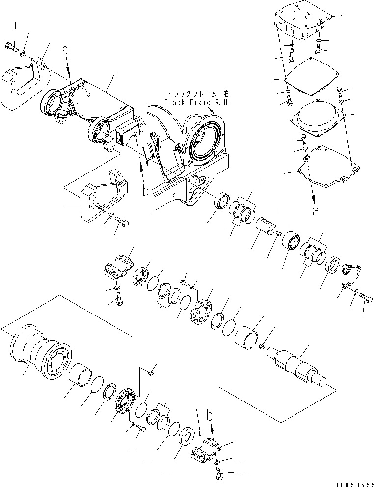 Схема запчастей Komatsu D475A-5E0 - ГУСЕНИЧНАЯ РАМА (ЗАДН. ТЕЛЕЖКА И ОПОРНЫЙ КАТОК) (ОДИНОЧН.) (ПРАВ.) (ПОЛН. ЗАЩИТА КАТКОВ) (МОРОЗОУСТОЙЧИВ. СПЕЦИФ-Я)(№-) ХОДОВАЯ