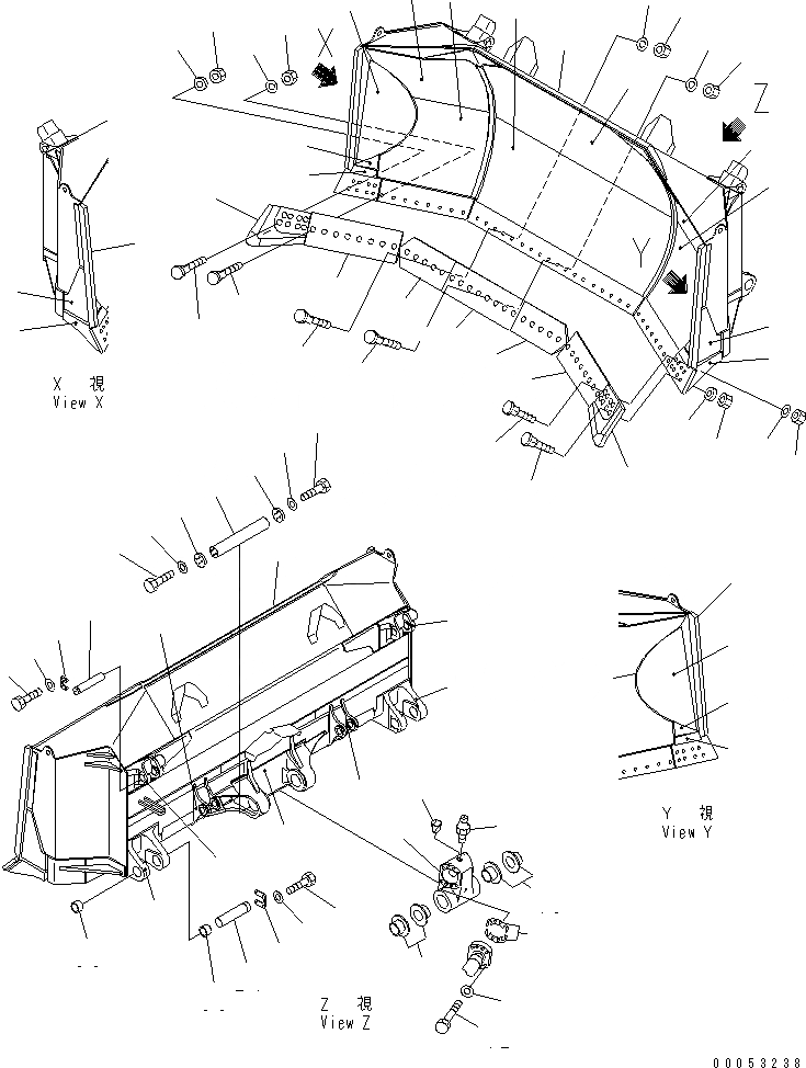 Схема запчастей Komatsu D475A-5E0 - ОТВАЛ (ПОЛН.-U) (УСИЛ.) (ДЛЯ KAC) РАБОЧЕЕ ОБОРУДОВАНИЕ