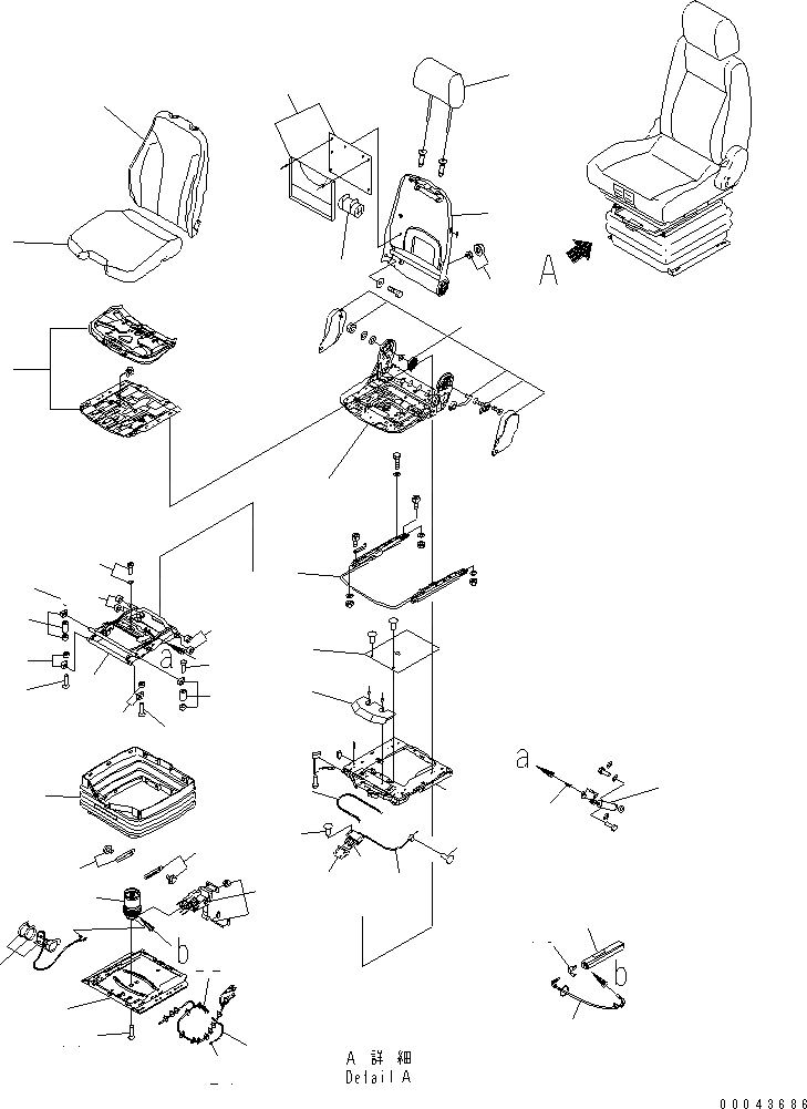 Схема запчастей Komatsu D475A-5E0 - СИДЕНЬЕ ОПЕРАТОРА В СБОРЕ (GRAMMAR) (ВОЗД. С ВОЗД. ПОДВЕСКОЙ) (ТКАНЬ) ОСНОВН. КОМПОНЕНТЫ И РЕМКОМПЛЕКТЫ