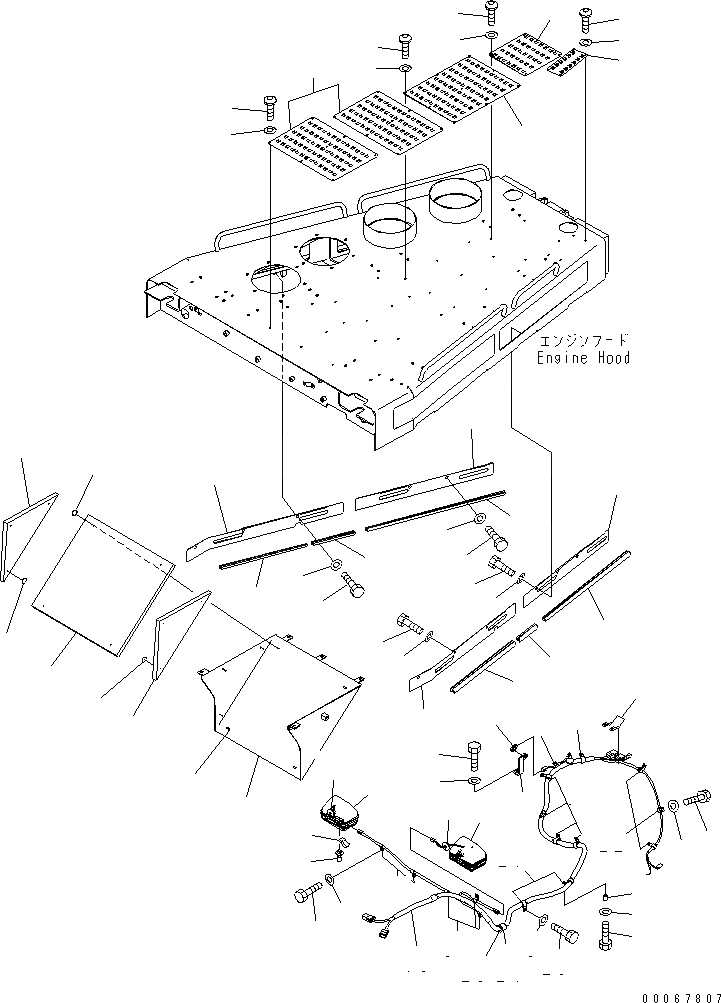 Схема запчастей Komatsu D475A-5E0 - КАПОТ (/) (MINING B СПЕЦ-Я.) (С КОНТРОЛЬING SIGHT GAUGE) ЧАСТИ КОРПУСА