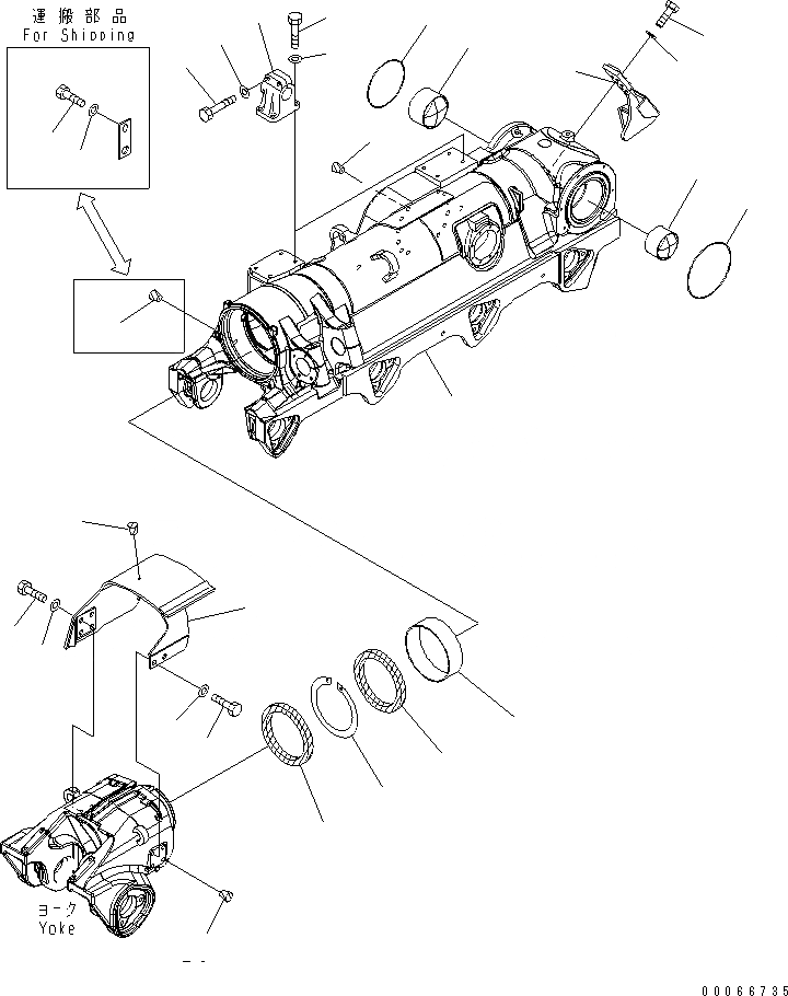 Схема запчастей Komatsu D475A-5E0 - ГУСЕНИЧНАЯ РАМА (ПРАВ.)(№-) ХОДОВАЯ