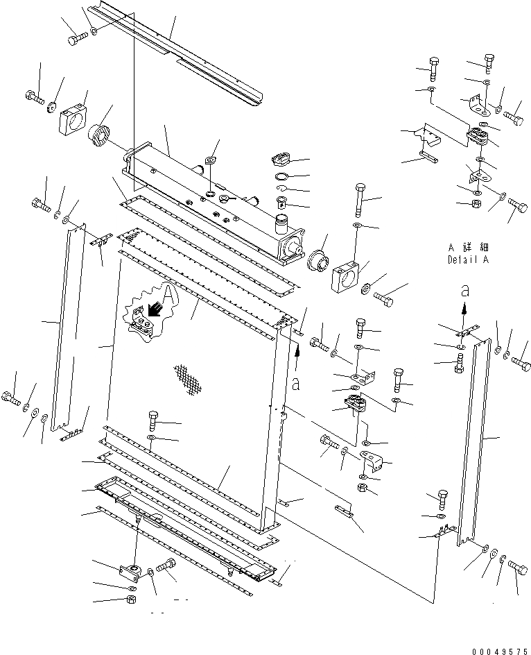 Схема запчастей Komatsu D475ASD-5E0 - ЗАЩИТА РАДИАТОРА (РАДИАТОР) (БЕЗ SIGHT GAUGE) ЧАСТИ КОРПУСА
