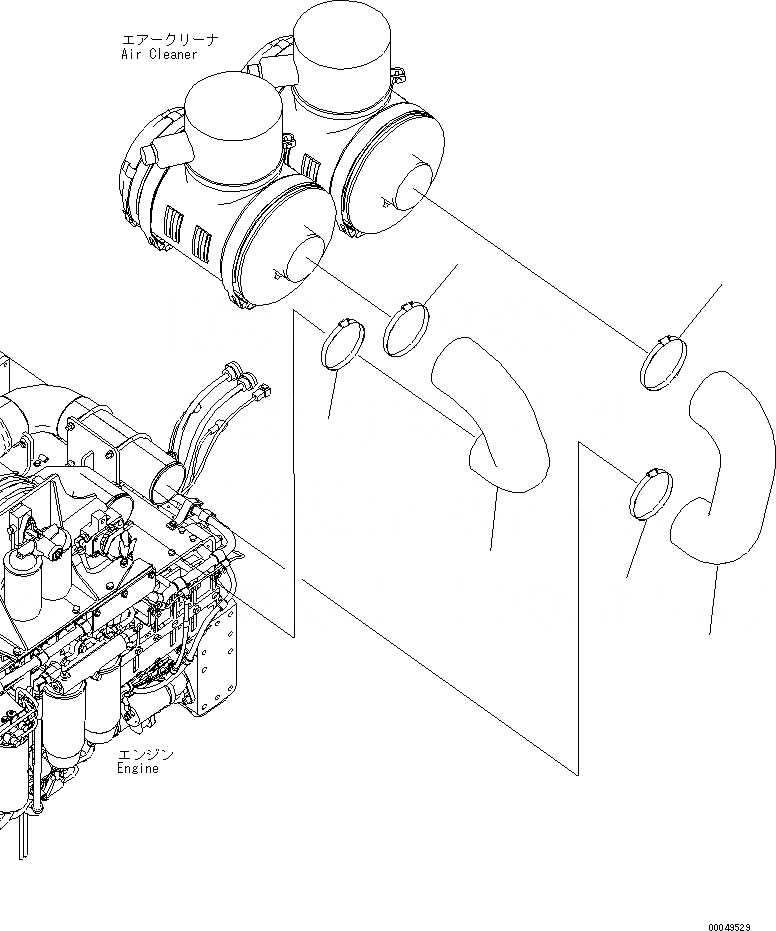 Схема запчастей Komatsu D475ASD-5E0 - КАПОТ (ВОЗДУХООЧИСТИТЕЛЬ ШЛАНГИ) ЧАСТИ КОРПУСА