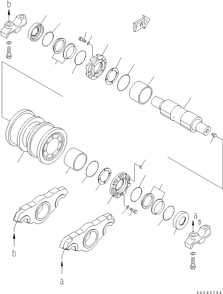 Схема запчастей Komatsu D475ASD-5E0 - ГУСЕНИЧНАЯ РАМА (ОПОРНЫЙ КАТОК) (ДВОЙН.) (ПРАВ.) (/) (МОРОЗОУСТОЙЧИВ. СПЕЦИФ-Я)(№-) ХОДОВАЯ