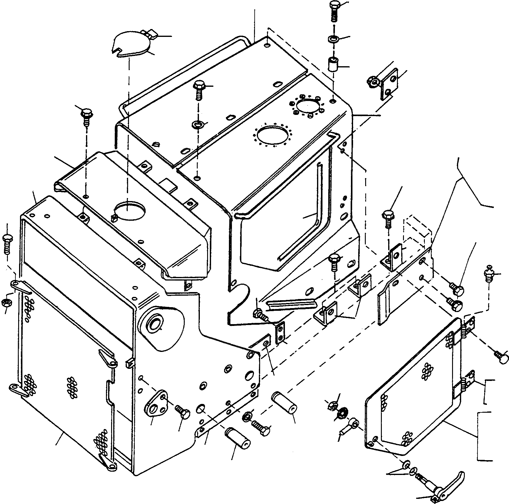 Схема запчастей Komatsu D500E Turbo - ЗАЩИТА РАДИАТОРА ABD КРЫШКА ШАССИ И SUPERSTRUCTURE