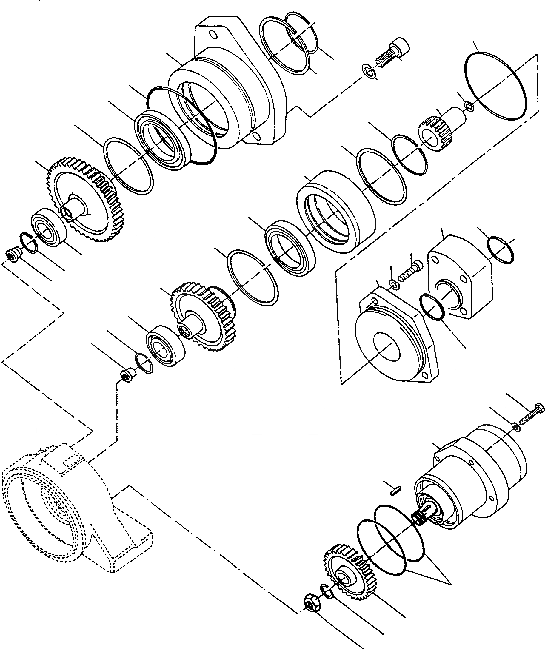 Схема запчастей Komatsu D500E Turbo - ГИДР. НАСОС. ПРИВОД ТРАНСМИССИЯ И ЗАДН. МОСТ