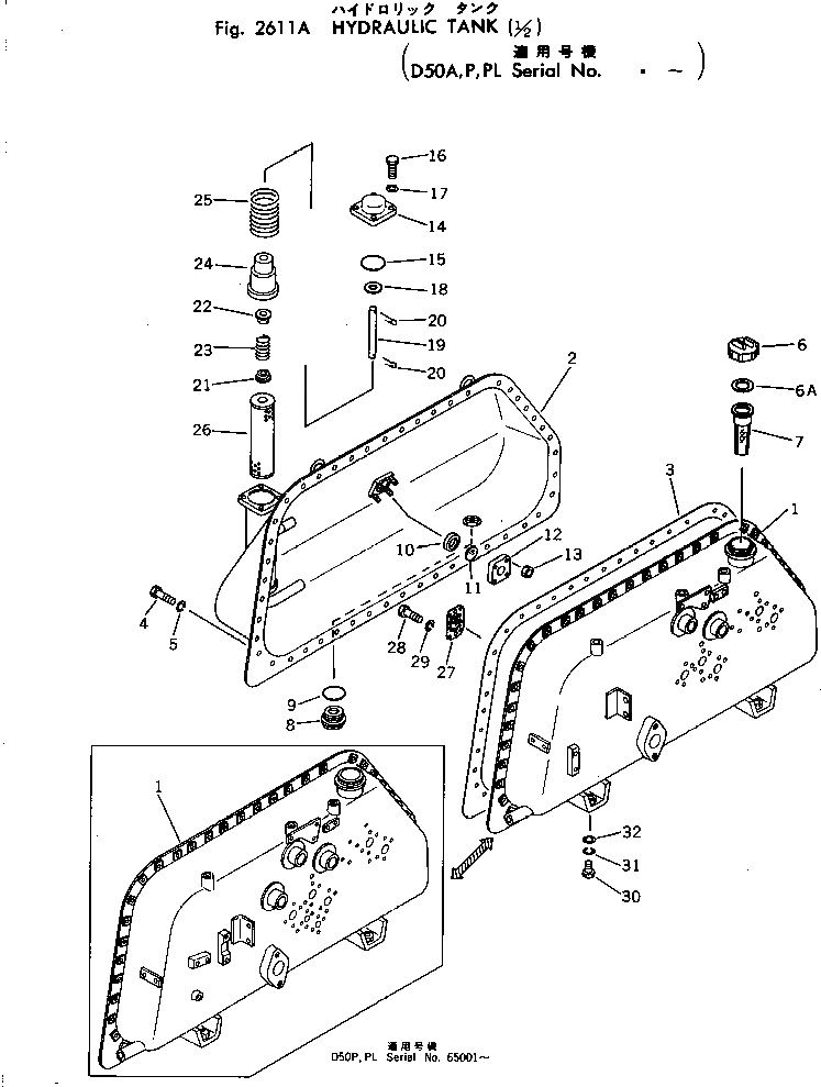Схема запчастей Komatsu D50A-16 - ГИДР. БАК. (/)(№.-) УПРАВЛ-Е РАБОЧИМ ОБОРУДОВАНИЕМ