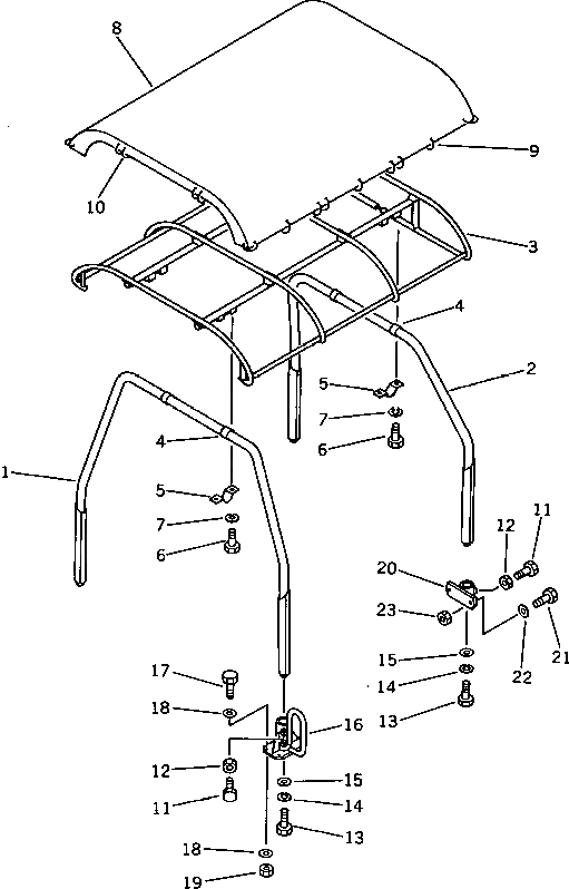 Схема запчастей Komatsu D50A-17 - НАВЕС ЧАСТИ КОРПУСА