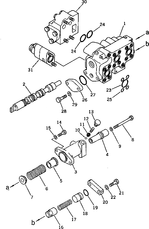 Схема запчастей Komatsu D50A-17 - ГИДРАВЛ УПРАВЛЯЮЩ. КЛАПАН (/) УПРАВЛ-Е РАБОЧИМ ОБОРУДОВАНИЕМ