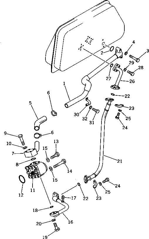 Схема запчастей Komatsu D50A-17 - ГИДРОЛИНИЯ¤ НАСОС - БАК УПРАВЛ-Е РАБОЧИМ ОБОРУДОВАНИЕМ