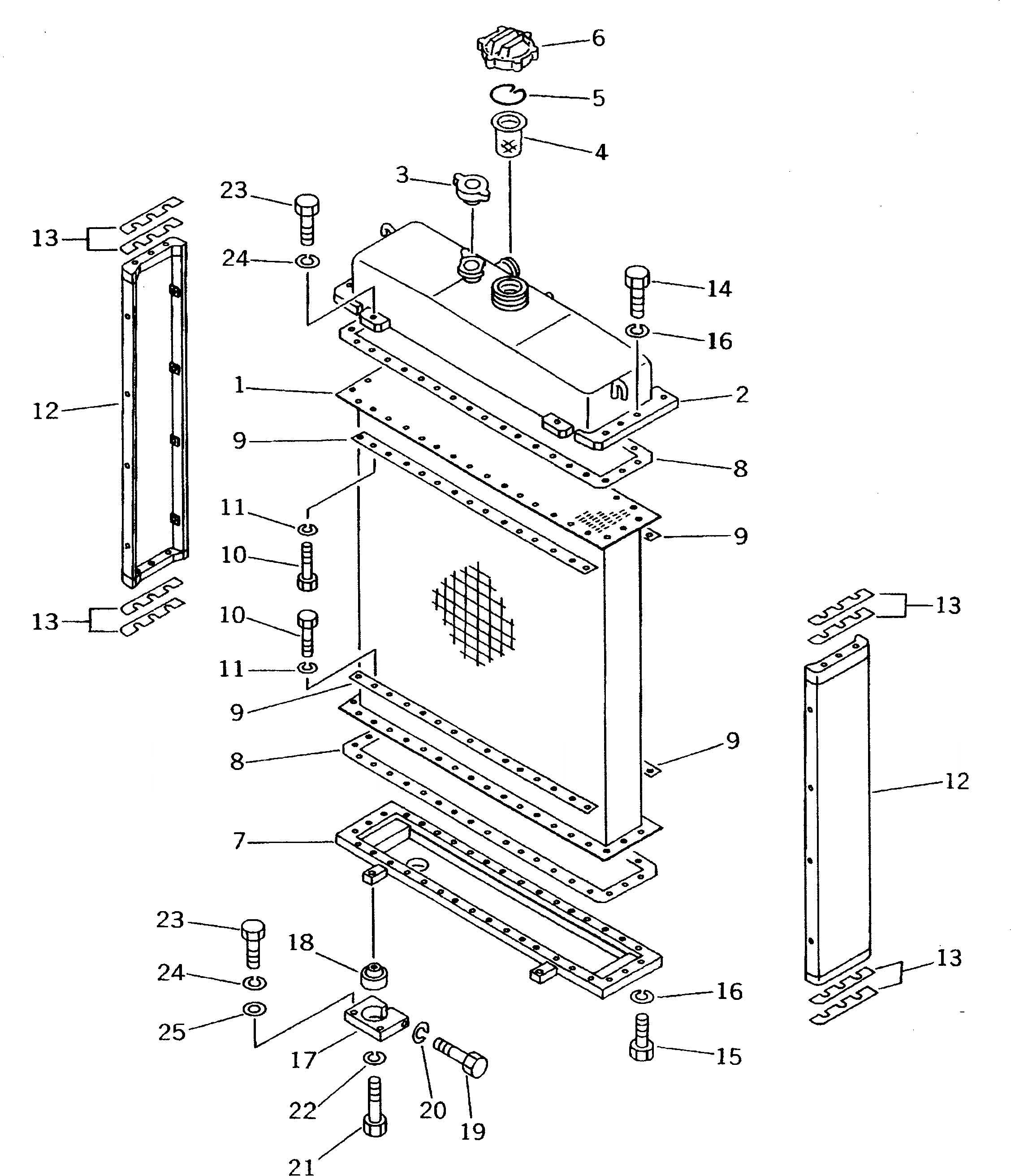 Схема запчастей Komatsu D50A-18 - РАДИАТОР (ДЛЯ ПОВОРОТН. ОТВАЛА С ИЗМ. УГЛОМ DOZER) СИСТЕМА ОХЛАЖДЕНИЯ