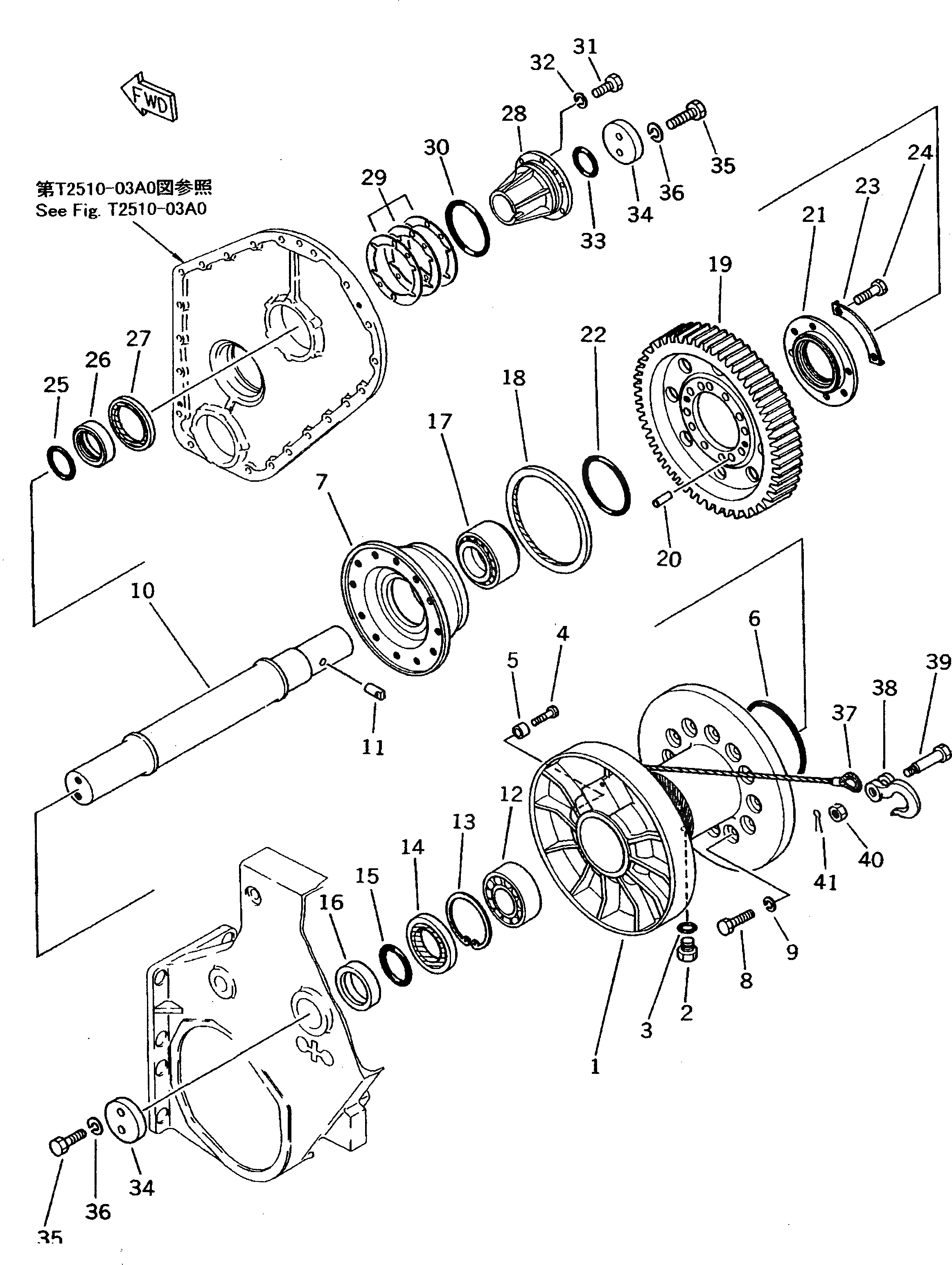 Схема запчастей Komatsu D50A-18 - ТЯГОВ. ЛЕБЕДКА (БАРАБАН) РАБОЧЕЕ ОБОРУДОВАНИЕ
