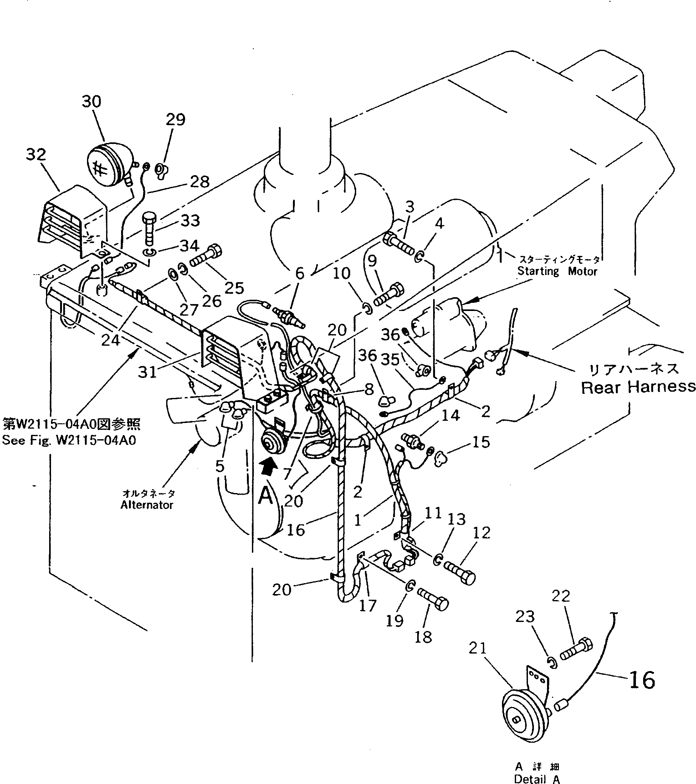 Схема запчастей Komatsu D50A-18 - ЭЛЕКТРИКА (/) (ПЕРЕДН. /) (ДЛЯ ОБСЛУЖ.)   (ДЛЯ ПОВОРОТН. ОТВАЛА С ИЗМ. УГЛОМ DOZER)(№89-) РАЗНОЕ