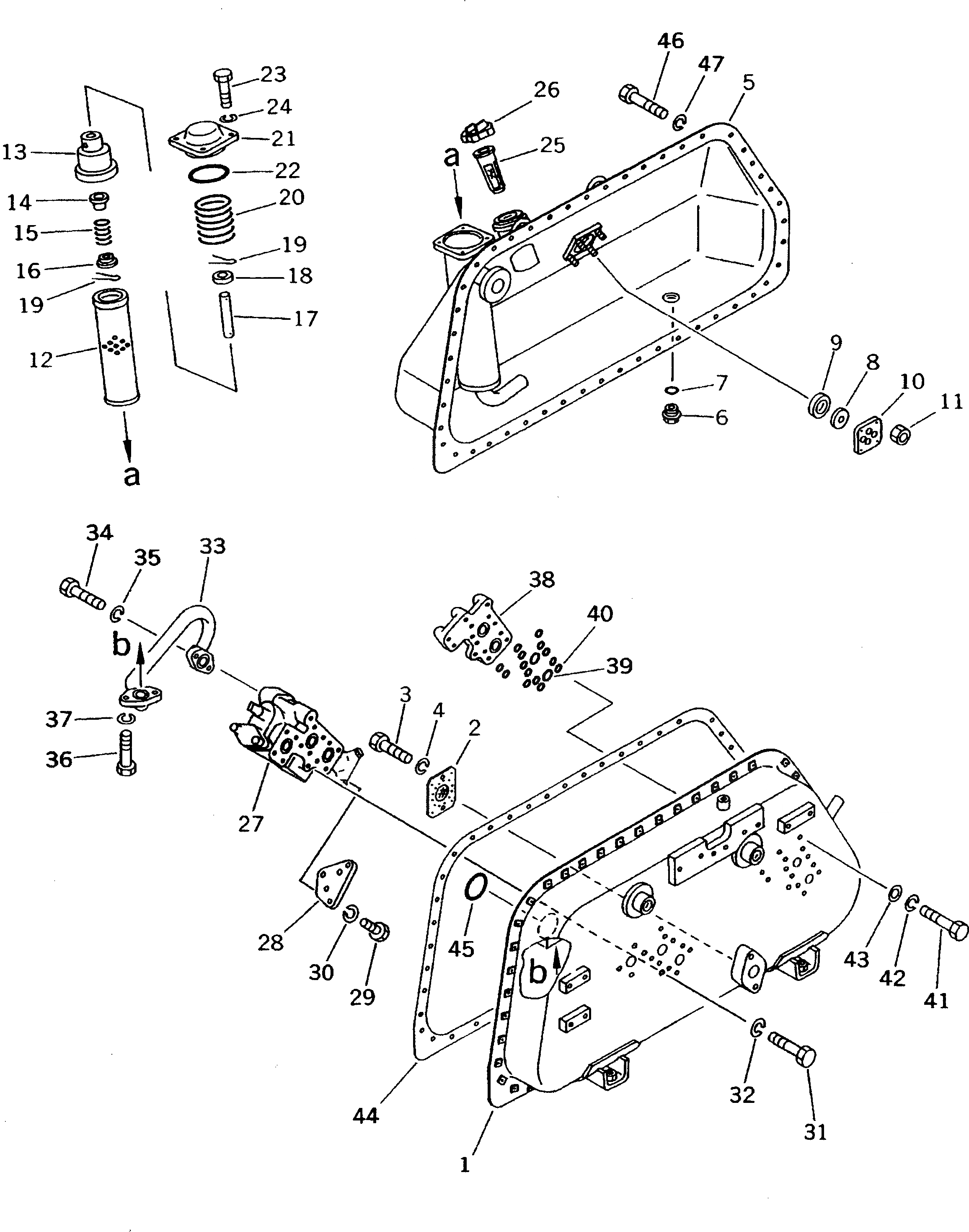 Схема запчастей Komatsu D50A-18 - ГИДР. БАК. AND УПРАВЛЯЮЩ. КЛАПАН (/) (ДЛЯ ПОВОРОТНОГО ОТВАЛА) ОСНОВН. КОМПОНЕНТЫ И РЕМКОМПЛЕКТЫ