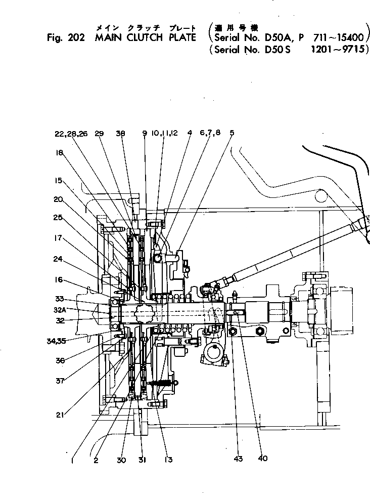 Схема запчастей Komatsu D50P-10 - ОСНОВН. МУФТА ПЛАСТИНА ОСНОВН. МУФТА И ТРАНСМИССИЯ
