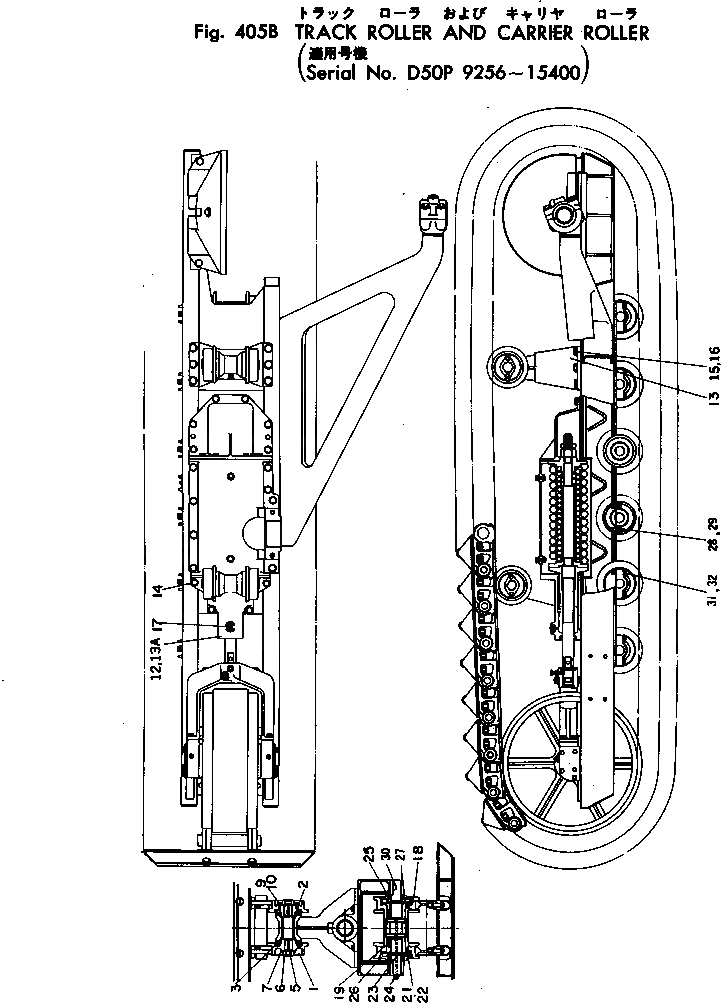 Схема запчастей Komatsu D50P-10 - ОПОРНЫЙ КАТОК И ПОДДЕРЖИВАЮЩИЙ КАТОК(№9-) ГУСЕНИЦЫ И ЧАСТИ КОРПУСА