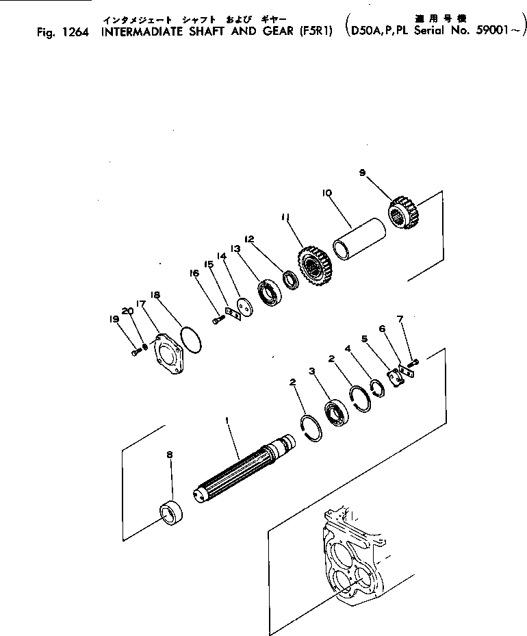 Схема запчастей Komatsu D50P-15 - INTERMADIATE ВАЛ И ПРИВОД (FR)(№9-) ОСНОВН. МУФТА И ТРАНСМИССИЯ