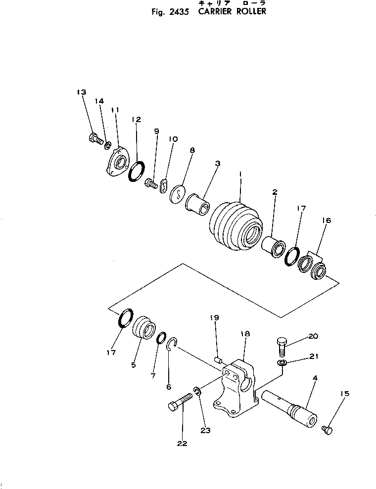 Схема запчастей Komatsu D50P-16 - ПОДДЕРЖИВАЮЩИЙ КАТОК ГУСЕНИЦЫ
