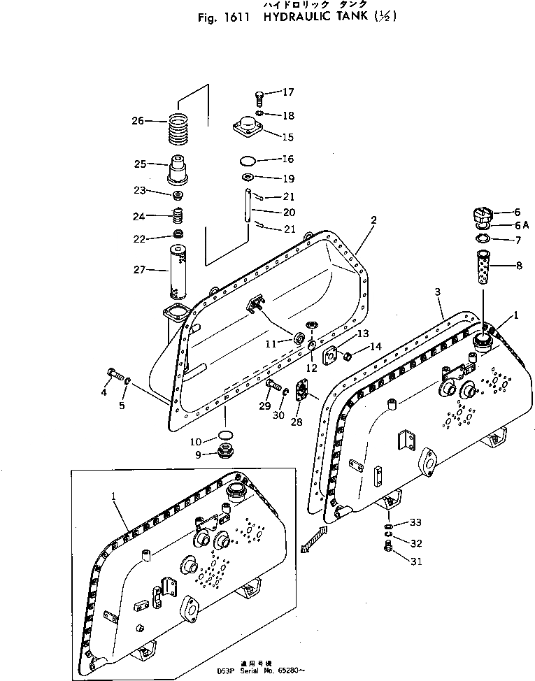 Схема запчастей Komatsu D53A-16 - ГИДР. БАК. (/) УПРАВЛ-Е РАБОЧИМ ОБОРУДОВАНИЕМ