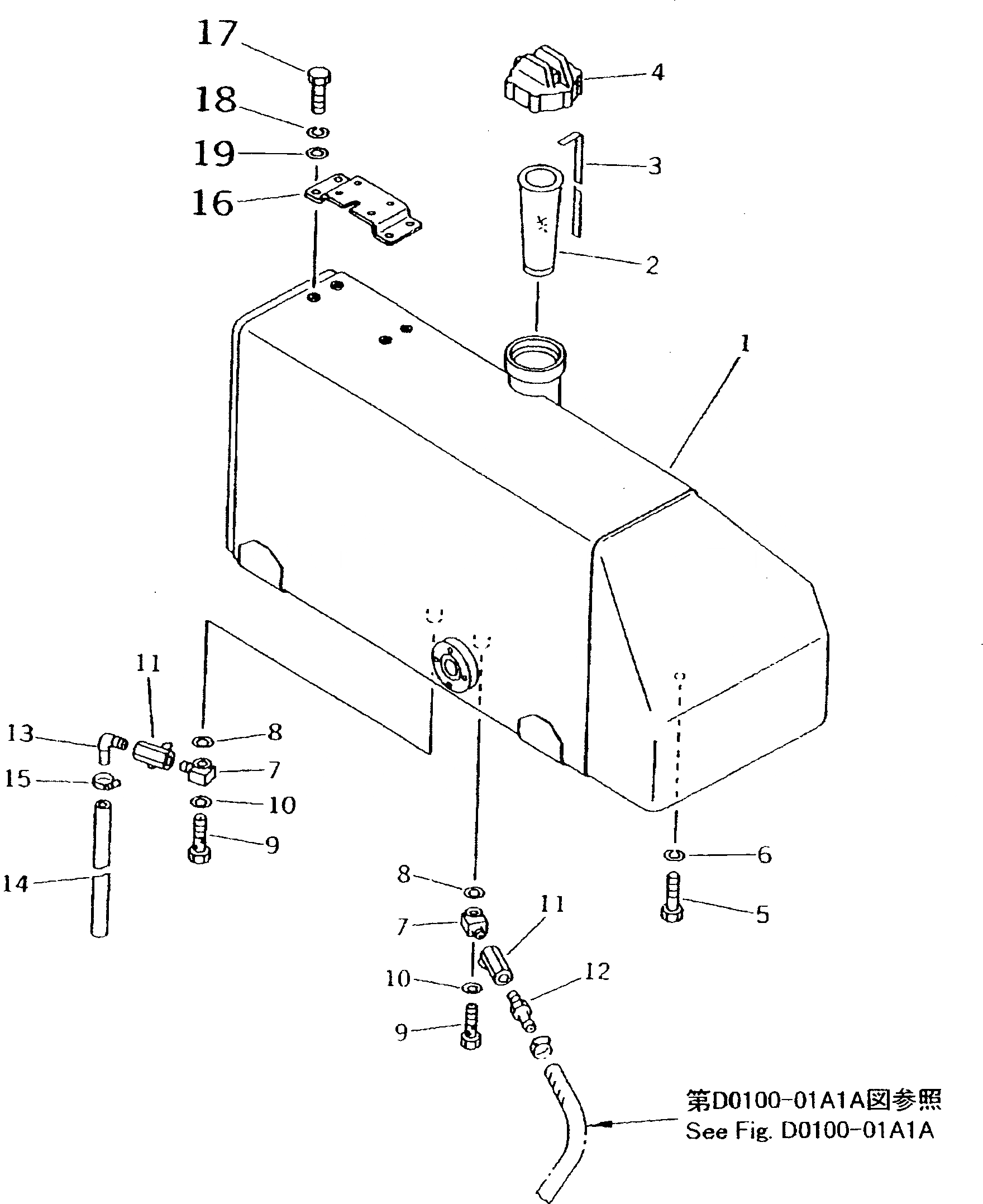 Схема запчастей Komatsu D53A-18 - ТОПЛИВН. БАК. (ДЛЯ TОБОД КОЛЕСАMING DOZER) (ДЛЯ ROPS)(№89-) ТОПЛИВН. БАК. AND КОМПОНЕНТЫ