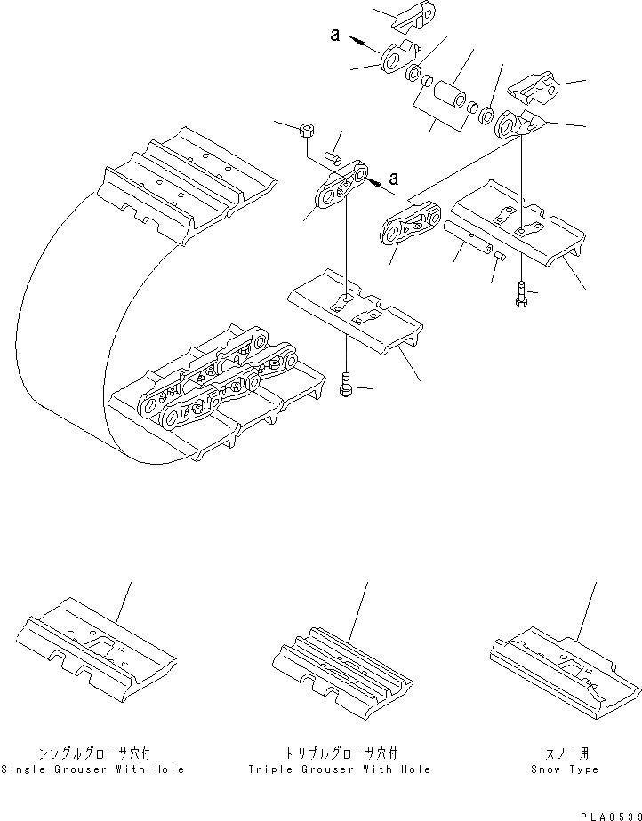 Схема запчастей Komatsu D53A-18 - ГУСЕНИЦЫ (СМАЗЫВ. ТИПА) (DA) ЧАСТИ BOOK