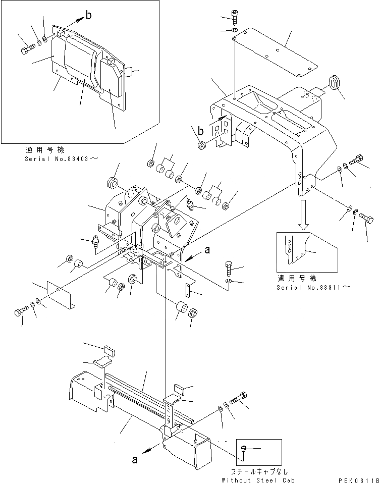 Схема запчастей Komatsu D53P-18A - ПРИБОРНАЯ ПАНЕЛЬ И РАМА КАБИНА ОПЕРАТОРА И СИСТЕМА УПРАВЛЕНИЯ