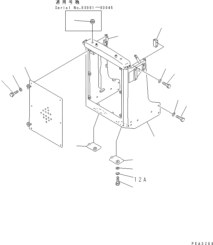Схема запчастей Komatsu D53P-18A - ЗАЩИТА РАДИАТОРА (ДЛЯ ОБСЛУЖ.) ЧАСТИ КОРПУСА