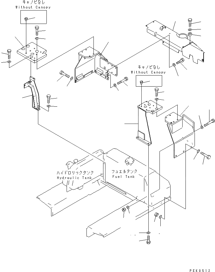 Схема запчастей Komatsu D53P-18A - НАВЕС КОРПУС (ДЛЯ RIPPET)(№88-) ЧАСТИ КОРПУСА