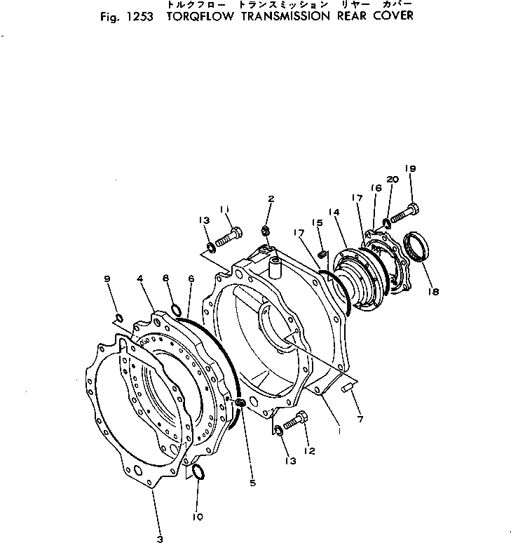 Схема запчастей Komatsu D53P-16 - ТОРКФЛОУ ТРАНСМИССИЯ ЗАДН. КРЫШКА ГИДРОТРАНСФОРМАТОР И ТРАНСМИССИЯ